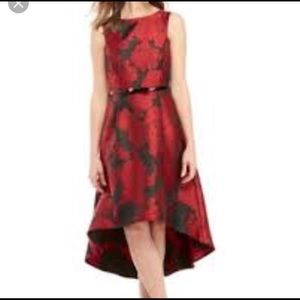 Donna Ricco Black/Red High Low Dress